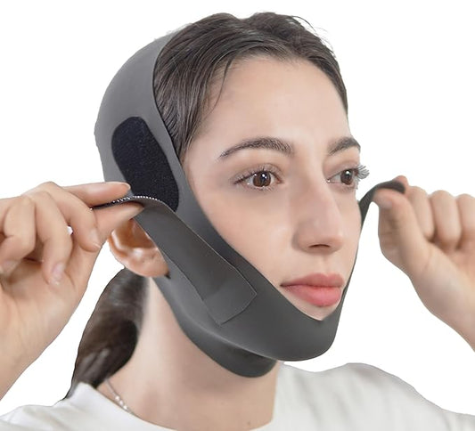 V Line Lifting Mask Chin Strap for Sleeping, Face Lifting Strap, Chin Strap, V Line Mask, Jawline Shaper, Jaw Strap, Double Chin Reducer,Face Lift Tape & Snoring Solution (Black)