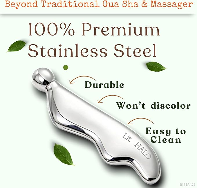 4-in-1 Gua Sha Massager: Stainless Steel Cryo Gua Sha Facial Tools for Face, Neck, Body – Lymphatic Drainage Massager, Facial Roller, Reduce Puffiness, Improve Circulation Beauty Tools