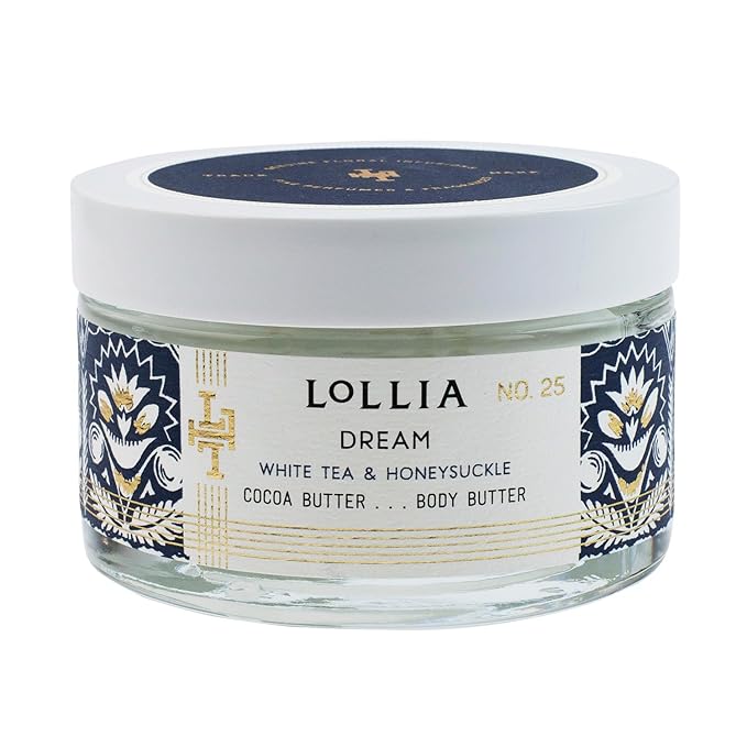 LOLLIA Dream Body Butter, 5.5 oz. - White Tea & Honeysuckle Fragrance - Shea Butter & Cocoa Butter, Body Lotion for Women, Hydrating & Smooth Body Moisturizer