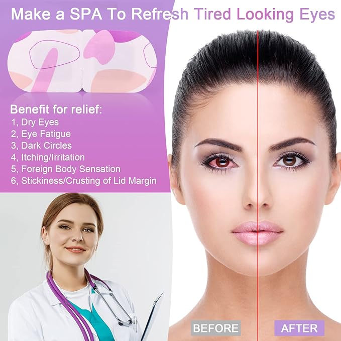 Steam Eye Mask for Dry Eyes, 18-Packs Eye Mask for Dark Circles and Puffiness, Self Heating Gentle Steam Warm Eye Mask for Relief Eye Fatigue, Lavender Scents