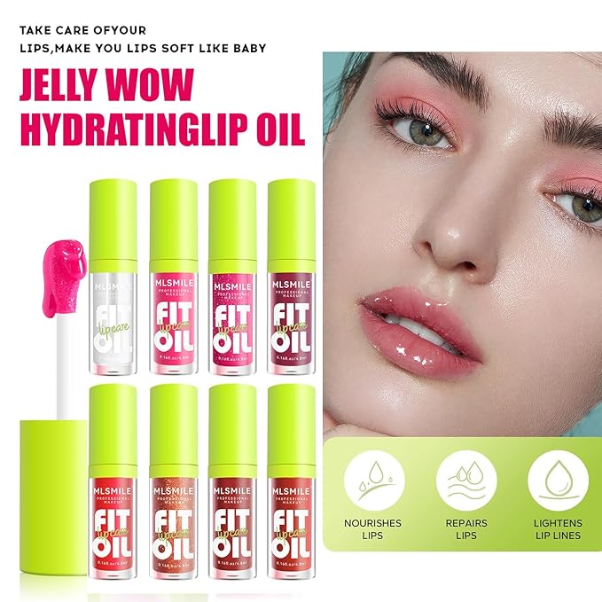 4 Colors Fat Oil Lip Gloss, Lip Oil Lip Glaze Hydrating Lip Glow Oil Big Brush Head Moisturizing Lip Gloss, Shiny Transparent Tinted Plumping Lip Oil Long Lasting Nourishing Non-sticky (01#)