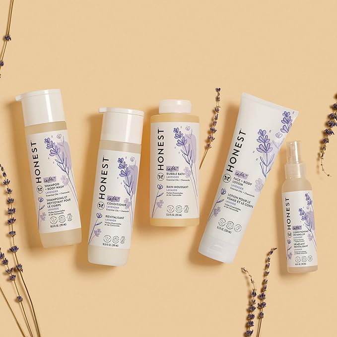 The Honest Company 2-in-1 Cleansing Shampoo + Body Wash | Gentle for Baby | Naturally Derived, Tear-free, Hypoallergenic | Lavender Calm, 18 fl oz