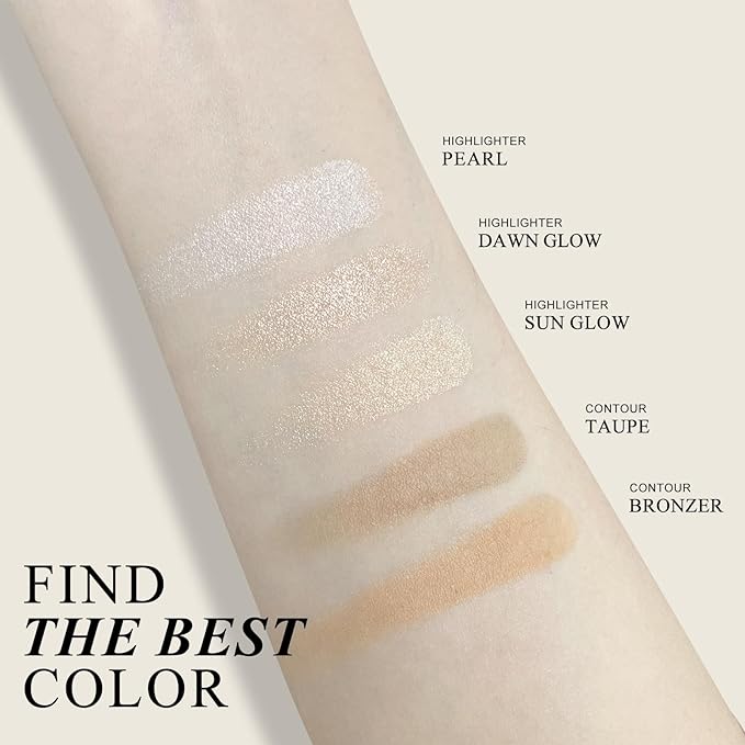 KYDA Face Highlighter Palette, High Glossy Face Illuminator Palette, Natural Glow Finish, Pearl Shimmer Smooth Baked Powder, Lasting Sparkling Highlighter Makeup-PEARL