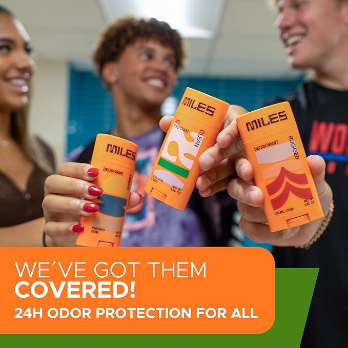 Miles Kids Deodorant for Boys and Girls - Aluminum Free Deodorant for Kids and Teens, Natural, Hypoallergenic, Made in USA (Variety Pack, 3-Pack)