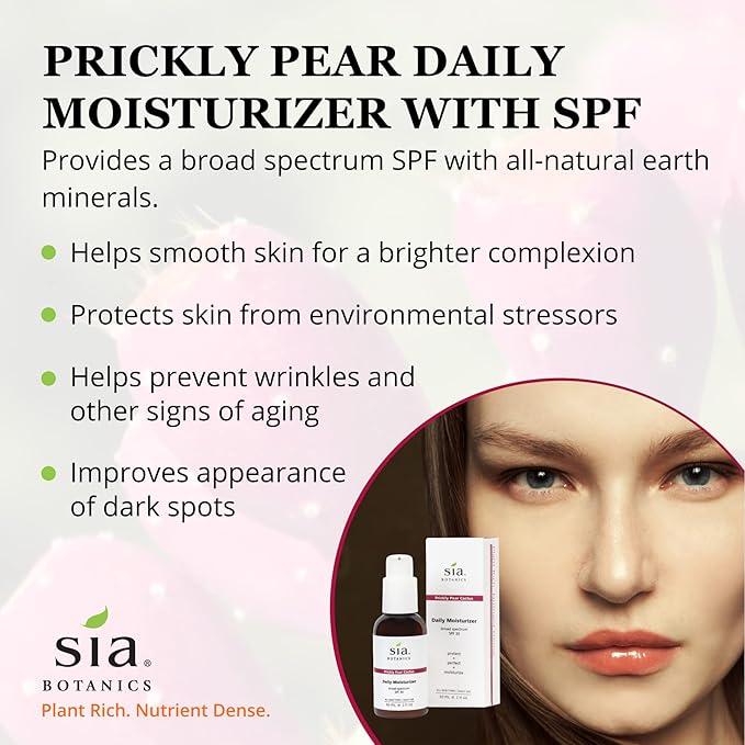 Prickly Pear Daily Facial Moisturizer - SPF 30 (59ml/2oz Pump Bottle) | Face Sunscreen w/Prickly Pear, Sweet Orange, Lavender | Natural, Clean, Botanical Skincare for Women