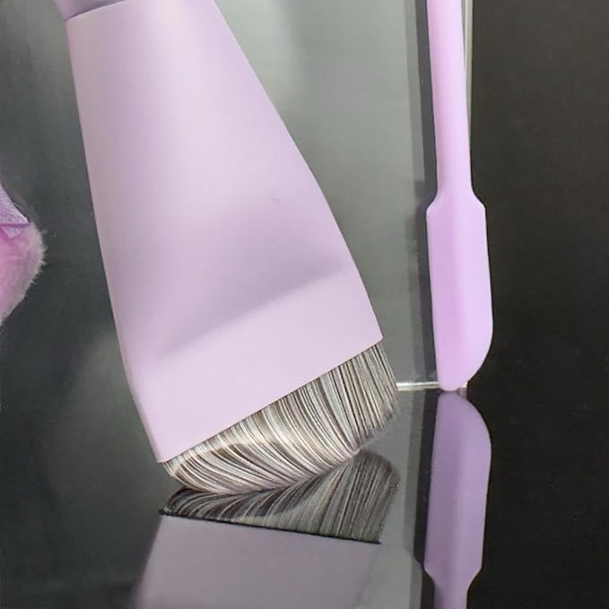 Makeup Brush Set - Flat Foundation Brush, Blender Sponge, Face Spatula, Puff & Heart-Shaped Mixing Palette with Leather Case – Complete Face Makeup Tool Kit for Blending, Foundation & Application