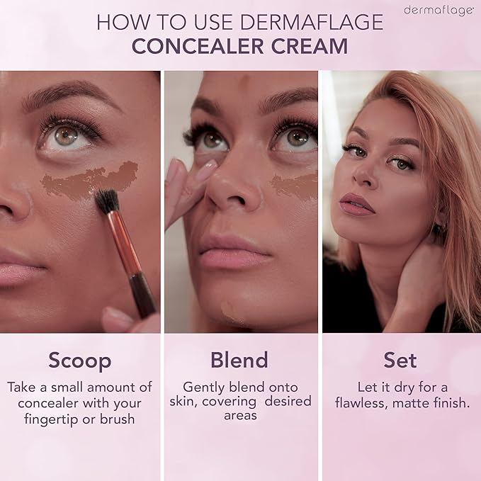 Waterproof Concealer Cream, Full Coverage Waterproof Makeup, Color Match Promise by Dermaflage, 6g/.2oz
