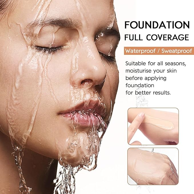 Matte Oil Control Concealer Foundation Flawless Soft Long Lasting Foundation Makeup,Waterproof Full Coverage Face Makeup Strong Concealer Foundation for Oily Acne Skin (#103 Warm Peach)