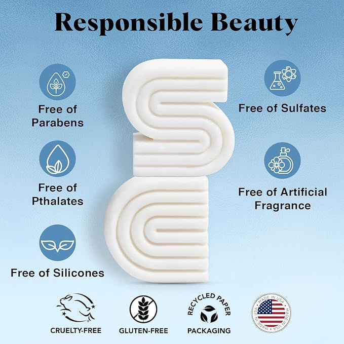 Kitsch 2-in-1 Ultra Sensitive Shampoo Bar & Body Wash + Conditioner Bar & Shaving Soap – Fragrance-Free Bar Soap for Sensitive Skin & Scalp - For Healthy, Radiant Hair and Skin - Made in USA – 2pcs