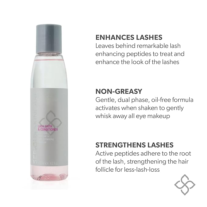 Serious Skincare Lash Bath & Conditioner - Double Action Eye Makeup Remover - Oil Free - Enhancing Peptides Promotes Eyelash Growth - Clover Flower - Effortlessly Removes Waterproof Mascara - 4 oz.