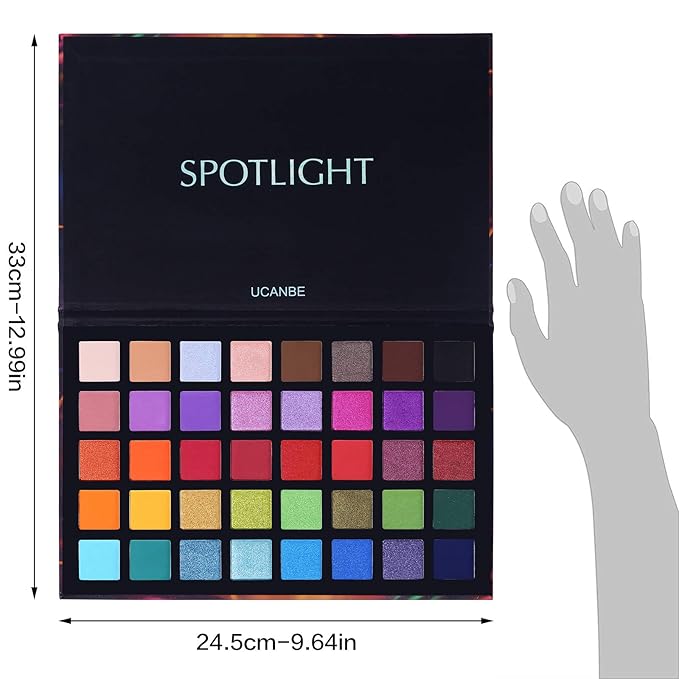UCANBE Spotlight Eyeshadow Palette Professional 40 Color Eye Shadow Matte Shimmer Makeup Pallet Highly Pigmented Colorful Powder Long Lasting Waterproof Eye Shadow