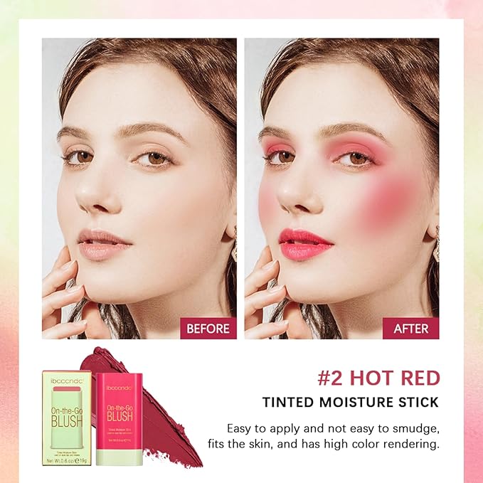 MEICOLY Multi Use Makeup Blush Stick,On-the-Go 2-in-1 Lip