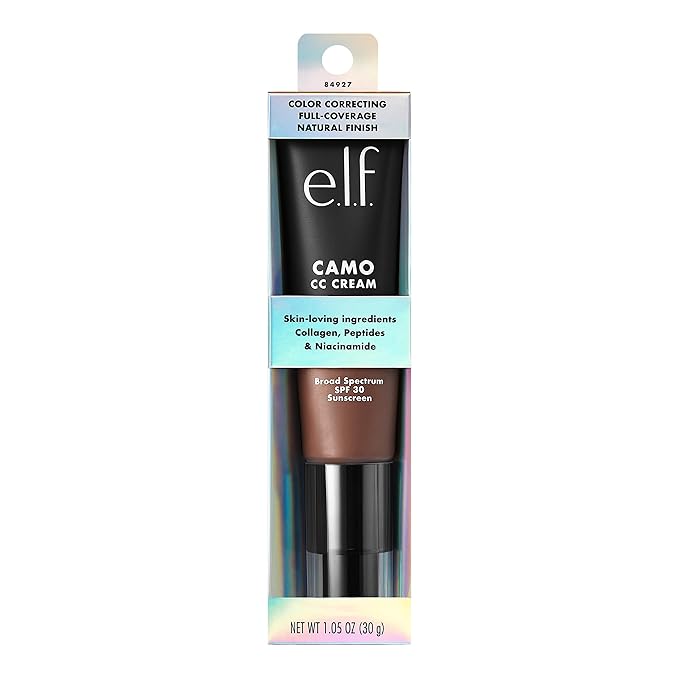 e.l.f. Camo CC Cream, Color Correcting Medium-To-Full Coverage Foundation with SPF 30, Rich 620 W, 1.05 Oz (30g)