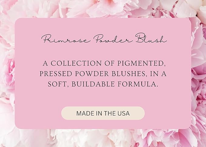 PRIMROSE POWDER BLUSH, Pressed Blush Face Makeup, Buildable Formula, Smooth Finish, Paraben Free, Made in the USA 0.11 oz. (Cotton Candy)