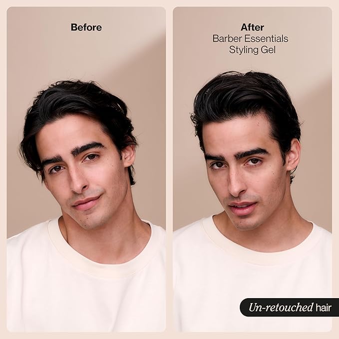 Suave Hair Gel For Men Barber Essentials Styling, Strong Hold and Low Shine, No Flakes, Barber-Quality Results, 9 oz