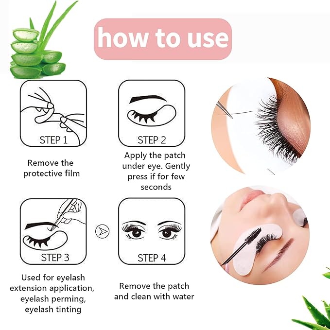 350 PCS Under Eye Gel Pads,Eyelash Mascara Brushes,Holder Eyelash Extension Rings - 100% Naturel Lint Free,Comfy and Cool,Eyelash Extension Eye Pads,Hydro gel Eye Patches Beauty Tool(Pink)