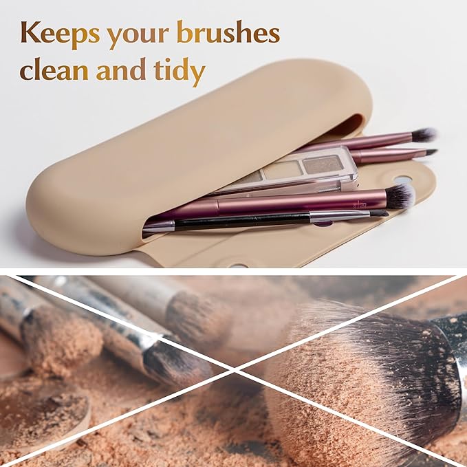 Silicone makeup brush holder, travel