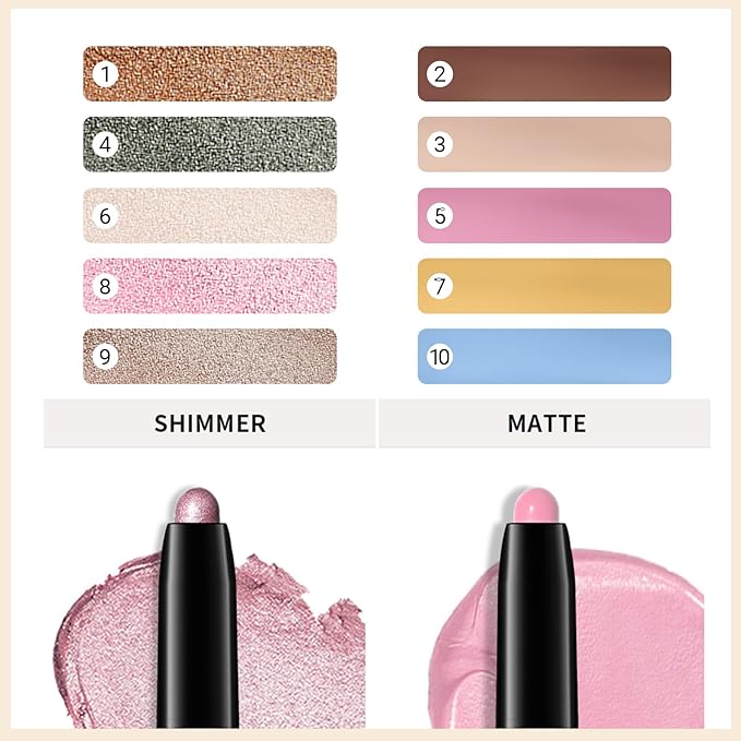 Erinde Waterproof Eyeshadow Stick, Cream Eye Shadow Stick, Long-Lasting, Crease-Proof, Cream to Powder Buildable & Blendable Eye Shadow Pencils Crayon, Vegan & Cruelty-Free, 07 Sun