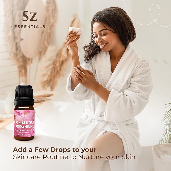 High Altitude Geranium Essential Oil – 100% Pure & Natural, Grown in The High-Altitude – Aromatherapy, Home Use – Therapeutic Grade & Vegan – 5 mL