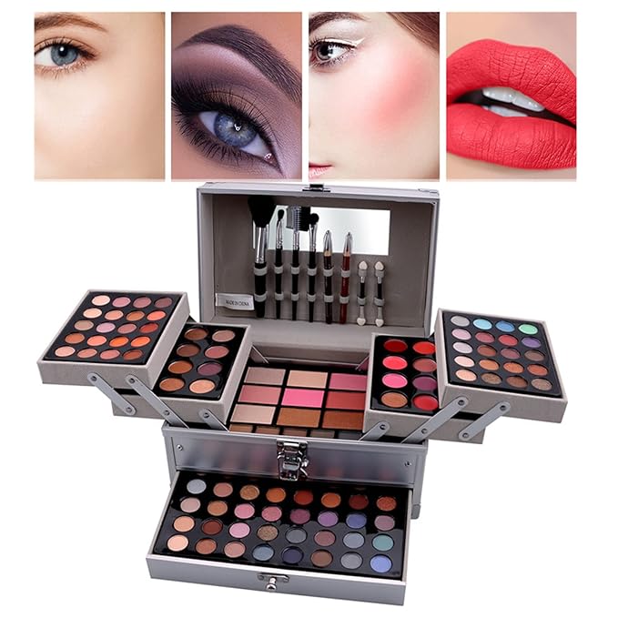 132 Colors All-in-one Makeup Palette Cosmetic Contouring Kit Gift Box Combination with Eyeshadow, Cream Concealer, Eyebrow Powder, Lip Gloss, Blush and Face Pressed Powder
