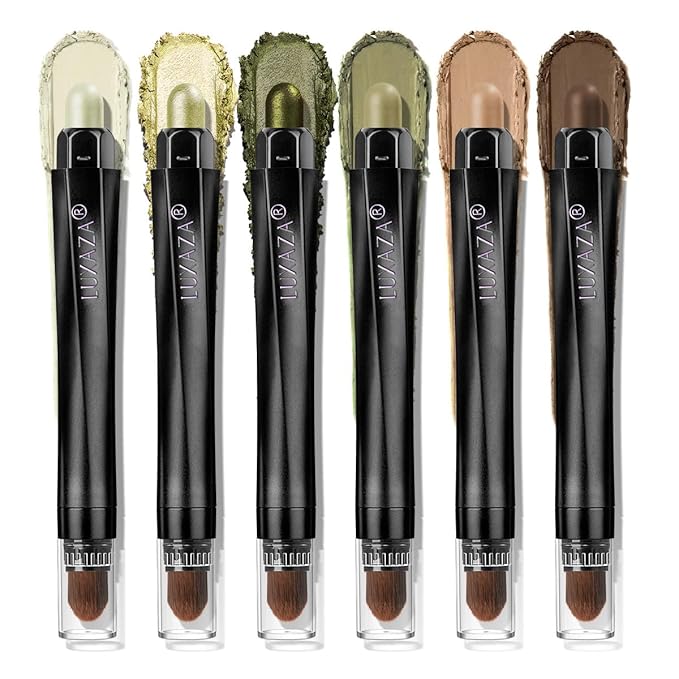 Neutral Eyeshadow Stick Makeup Set, Metallic Shimmer Matte Cream Eye Shadow Eyeliner Brightener Pencil Crayon - Classic 6PCS A007