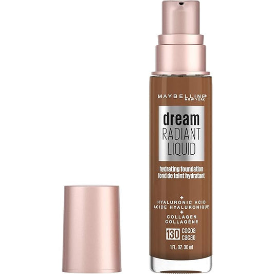 Maybelline Dream Radiant Liquid Medium Coverage Hydrating Makeup, Lightweight Liquid Foundation, Cocoa, 1 Count