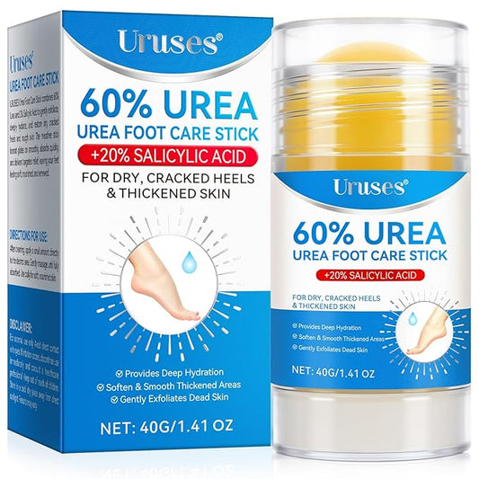 Urea Cream, Intensive Foot Repair Stick 60% Urea with 2% Salicylic Acid Heel Balm Stick, Maximum Strength Callus Remover Foot Care Cream for Cracked Heels, Dry Feet & Rough Skin