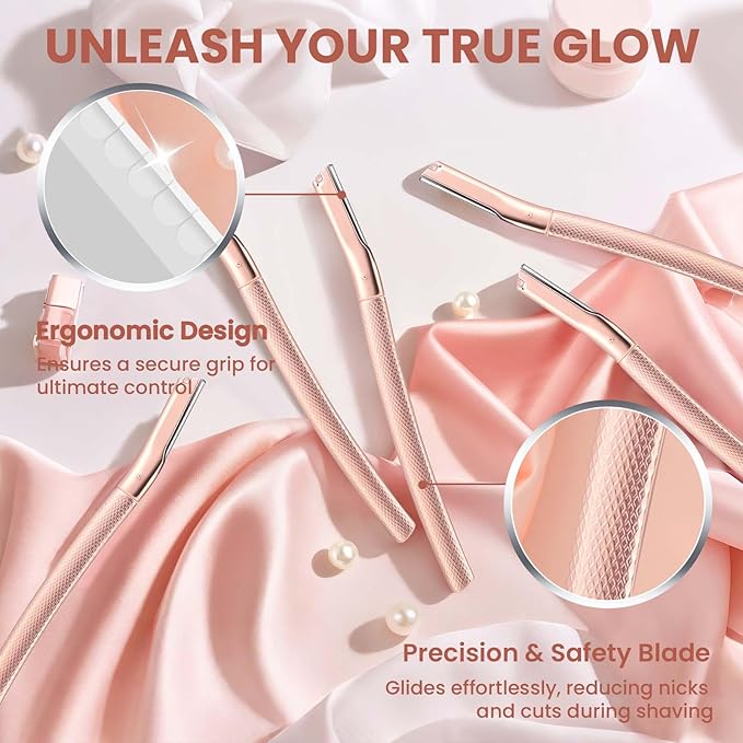 Dermaplaning Tool for- Dermaplane Razor for Women Face with 10 Replaceable Blades - Professional Womens Face Razor Peach Fuzz - Facial Hair Removal for Women & Eyebrow Hair Removal