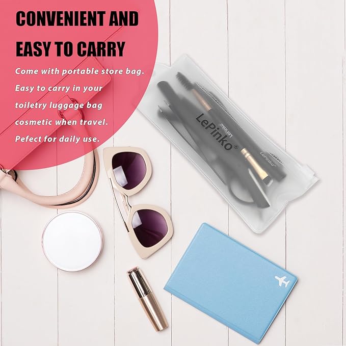 Eyebrow Trimmer Kit, 7 in 1 Eyebrow Scissors, Tweezer, Razor, Gromming Scissors Brush for Women Men, Gifts for Stocking Stuffers - Black