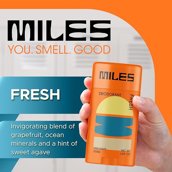 Miles Kids Deodorant for Boys and Girls - Aluminum Free Deodorant for Kids and Teens, Natural, Hypoallergenic, Made in USA - Fresh Scent - 2-Pack