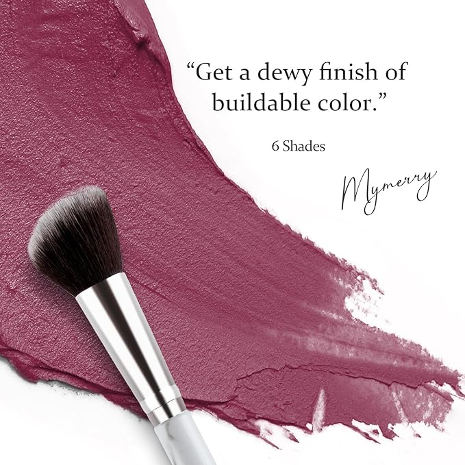 Blush Stick, Cream Blush for Cheeks and Lip Tint, Dewy Finish, Buildable & Blendable Color, Lightweight & Long-Lasting Formula| Rosemary-Mauve & Angled Blush Brush（0.53fl.oz）