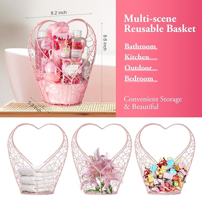 Gift Basket For Women, Mother's Day Gift for Mom Spa Set Lily & Peony Home Spa Set, Beauty Personal Care Set Jojoba Oil, Spa Self Care Kit, Bath Body For Thank You, Birthday, Mom, Anniversary Gift