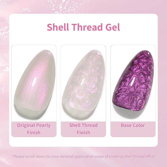 Born Pretty Pearl Gel Nail Polish Aurora Iridescent Glitter Shimmer Mermaid Pearl Gel Polish Drawing Gel Nail Polish Shell Swirl Thread Effect Nail Gel Soak Off Led Summer DIY Gift 6PCS