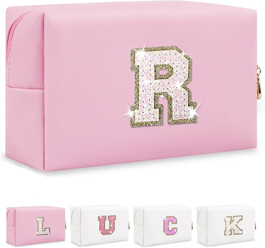 Personalized initial letter makeup bag,
