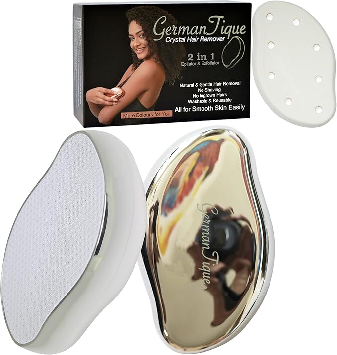 Crystal Hair Eraser,Natural Crystal Hair Remover,Reusable Painless Nano Glass Hair Removal Device Without Shaver,Gentle Crystal Epilator and Exfoliator for Soft Silky Skin(Silver)