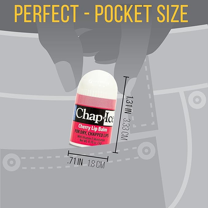 Chap-Ice® | Premium and Traditional Lip Balm for Chapped, Dry, or Windburned Lips | Pocket Size Display with Assorted Flavors - Cherry, Citrus Orange, Kiwi Lime - 50 Mini Sticks (0.10oz/3g)