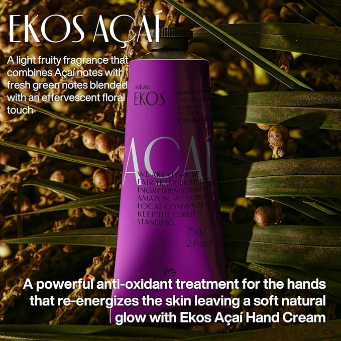 Natura - Ekos Hand Cream Quartet Variety Pack, 4 Creams - Passion Fruit, Brazil Nut (Castanha), Tukumã, Açaí Hand Cream - Vegan Skin Care - Brazilian Beauty Secrets - Travel Size - 1.41oz (40g)