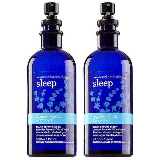 Bath & Body Works Aromatherapy Sleep Lavender Vanilla Pillow Mist, 5.3 Fl Oz, 2-Pack (Packaging May Vary)