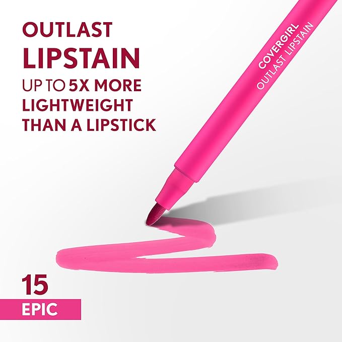COVERGIRL Outlast Lipstain Bundle - 15 & 65 Colors, Vegan Formula