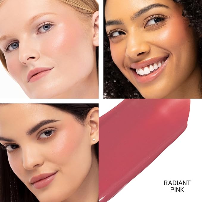 Physicians Formula Mineral Wear®Diamond Filler Cheek & Lip Color, Serum-to-Cream Multi-Use Liquid Blush Formula, Plumps & Smooths for Fuller Looking Cheeks & Lips, Monochromatic Look - Radiant Pink
