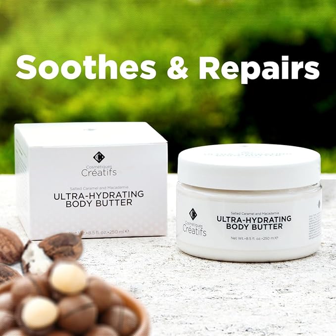 Ultra-Hydrating Body Butter with Shea Butter, 8.5 fl. oz., Salted Caramel and Macadamia Scent, Deep Moisturizing, Soothes, Repairs, and Nourishes Skin