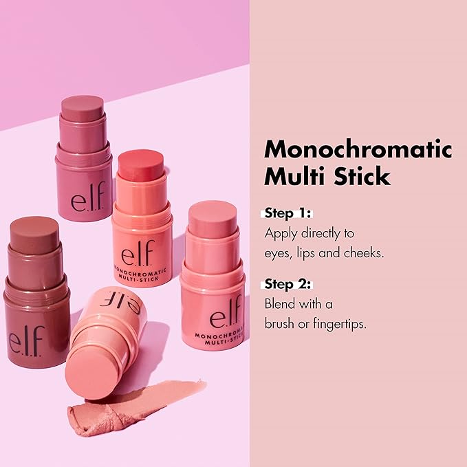 e.l.f. Monochromatic Multi Stick, Luxuriously Creamy & Blendable Color, For Eyes, Lips & Cheeks, Bronzed Cherry, 0.17 Oz (5g)