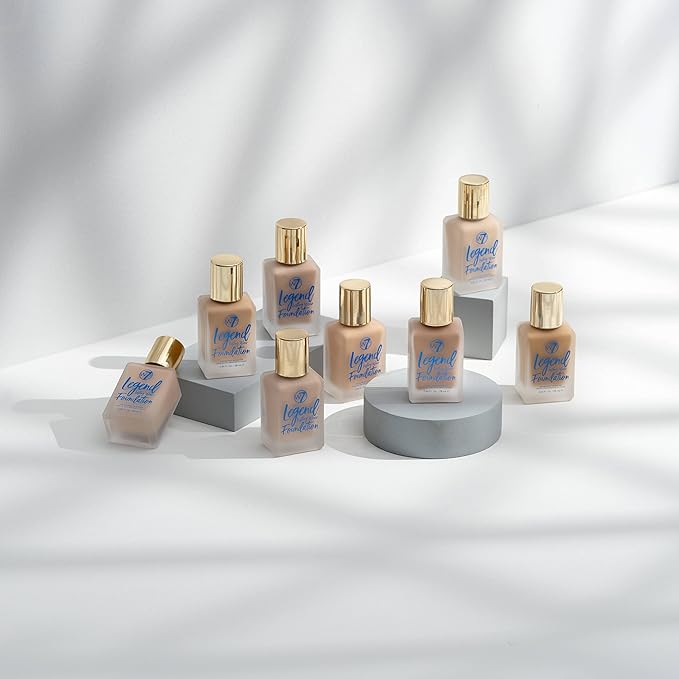 W7 Legend Foundation - Creamy Liquid Foundation for Poreless, Semi-Matte Medium Coverage - 28ml (Sand Beige)