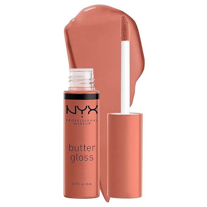 NYX PROFESSIONAL MAKEUP Butter Gloss Brown Sugar, Non-Sticky Lip Gloss - Sugar High (Peachy Light Nude)
