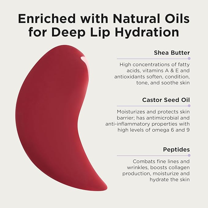 Côte Mulberry Peptide Lip Shine – Milky Mauve Lip Gloss for Plumping & Hydration – Vegan, Cruelty-Free, Anti-Aging, Shea Butter & Hyaluronic Acid Infused – Long-Lasting, Smooth, Moisturizing Shine