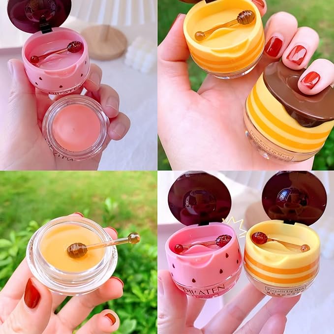 4Pcs Bee Lip Balm Honey Pot, Lines