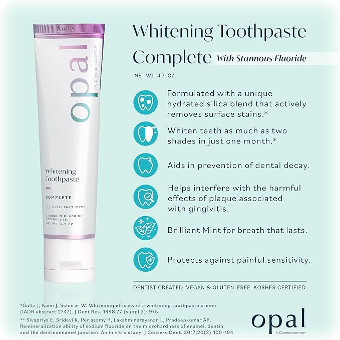 Opalescence Complete Stannous Fluoride for Prevention of Dental Decay, Sensivity, Gengivites & Whitening - (Pack of 3) Mint - 4.7 Ounce 5823-3