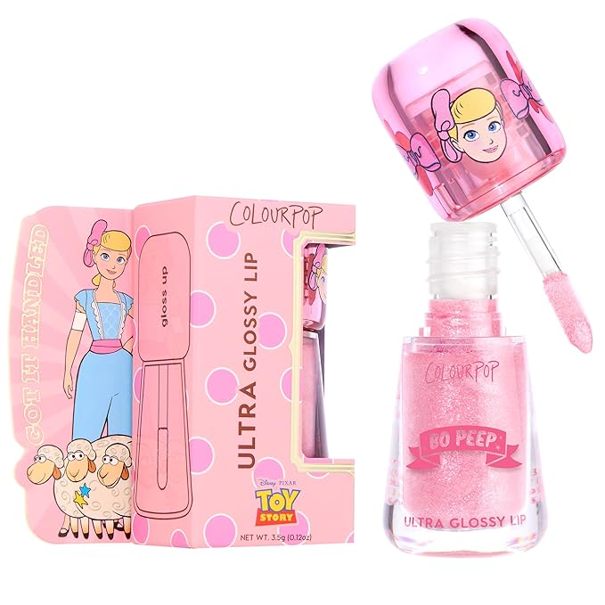 ColourPop x Toy Story Ultra Glossy Lip Gloss - High-Shine, Non-Sticky & Hydrating Lip Gloss with a Flexible Paddle Applicator - Sheer Pink with Baby Blue Pearl Finish - Peep This (0.12 oz)