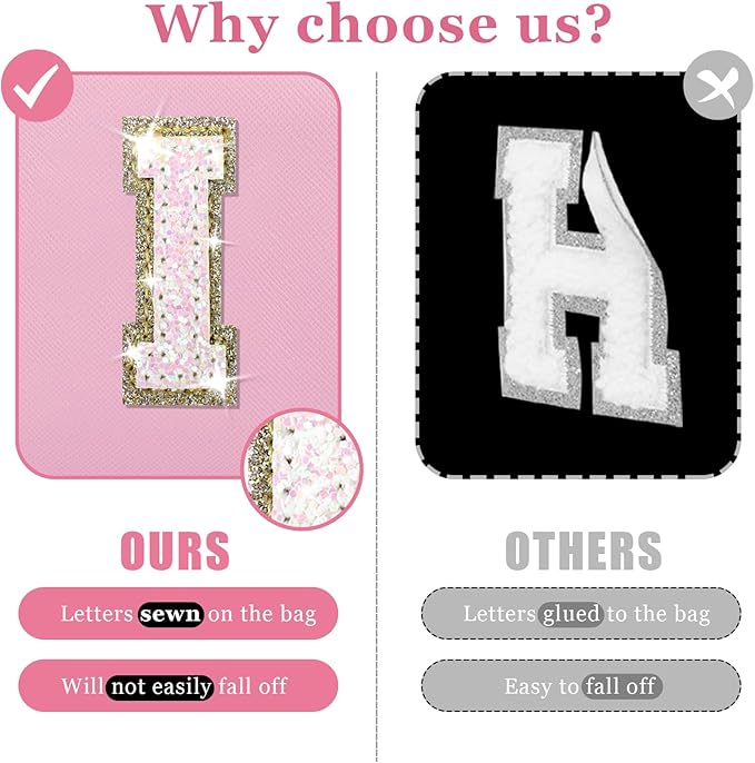 Initial letter patch makeup bag,