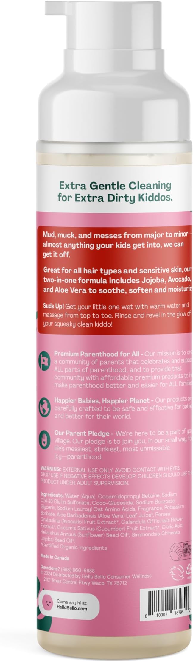 Hello Bello Watermelon Shampoo and Body Wash, Hypoallergenic, Dermatologist and Pediatrician Tested Formula for Babies and Kids, 10 FL Oz (Packaging may vary)